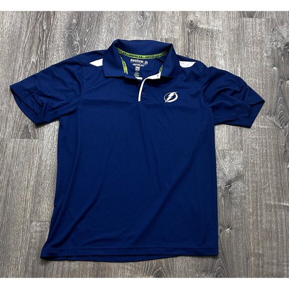 Reebok Tampa Bay Lightning NHL Men Large Center Ice Speedwick Performance Polo S - Picture 1 of 9